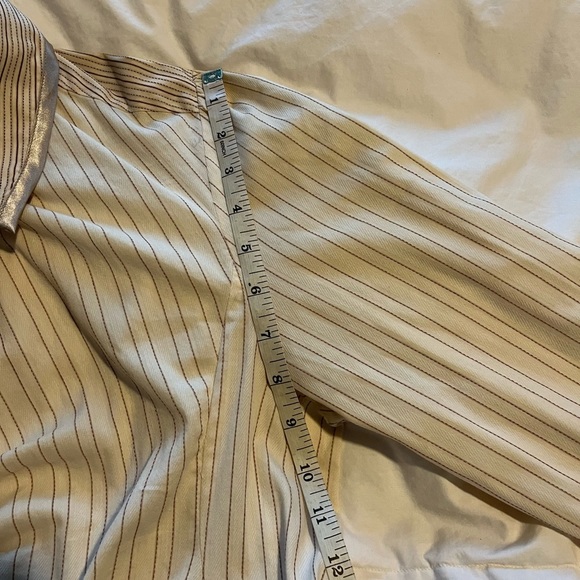 VTG  Pinstripe brown ruffle front hook and loop closing silk edge Ham detail - Picture 13 of 15